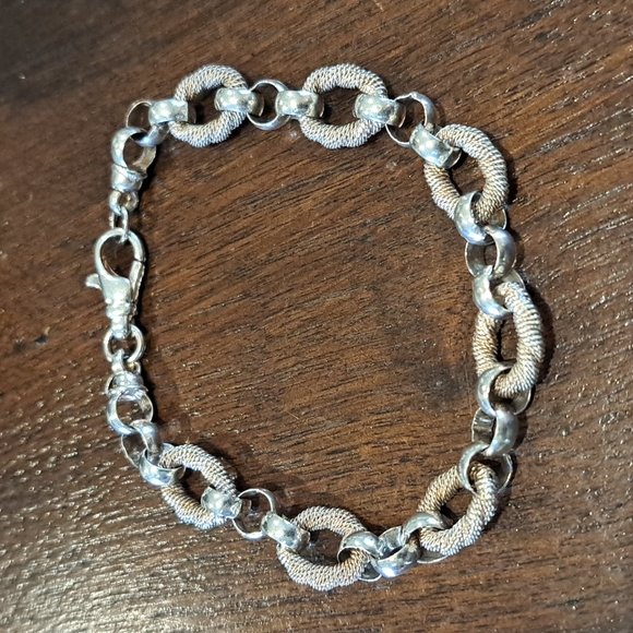 Sterling Silver Link Bracelet Twisted Mesh and Smooth Links7